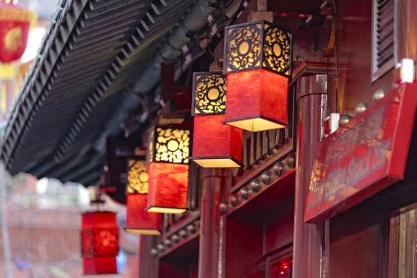 red street lanterns in China